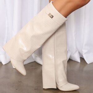 Fashion Nova Not The Same Knee High Boots Fold Over Detail